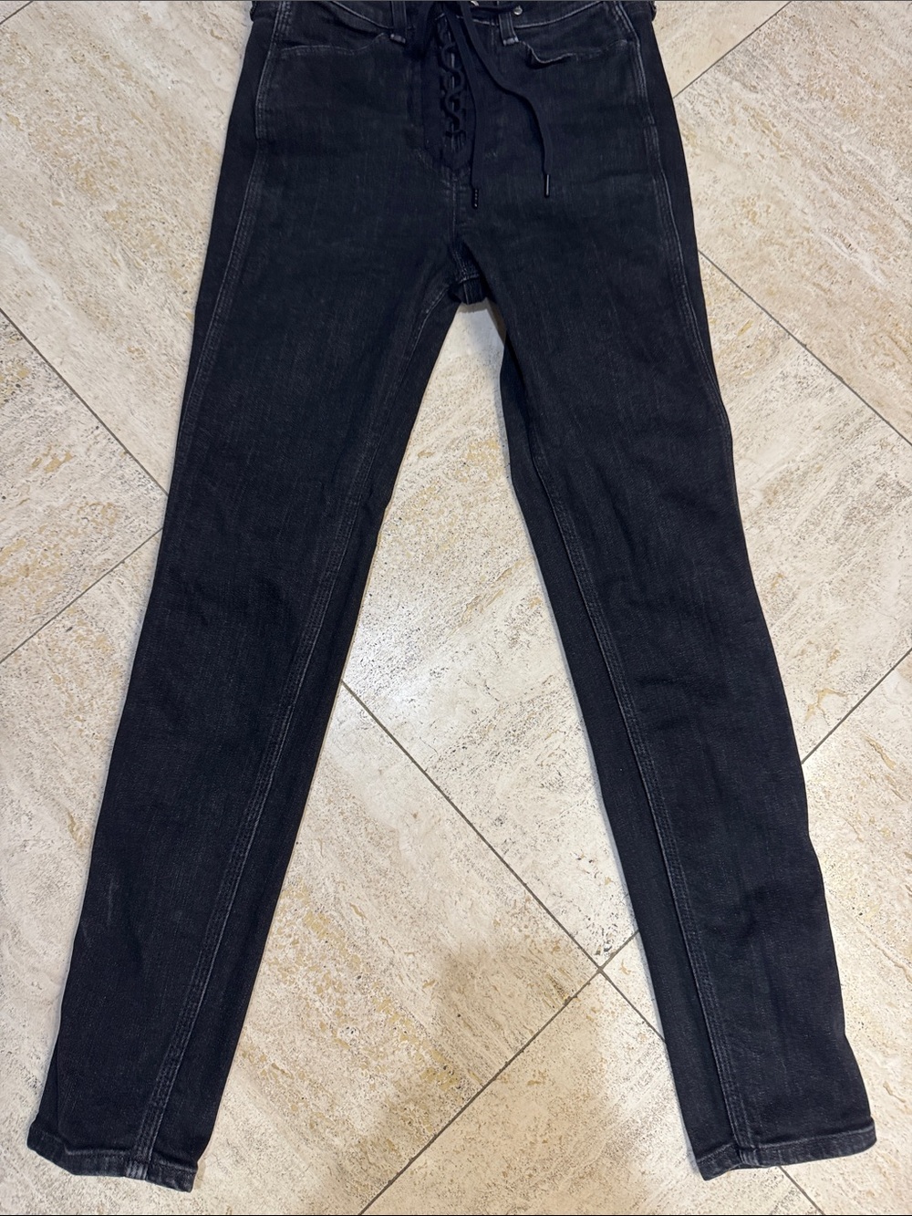 rag & bone Black Lace-Up Skinny Jeans